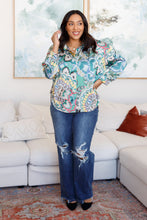 Load image into Gallery viewer, In the Willows Button Up Blouse in Teal Paisley