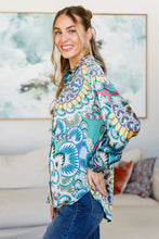 Load image into Gallery viewer, In the Willows Button Up Blouse in Teal Paisley