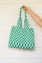 Load image into Gallery viewer, Checkerboard Lazy Wind Big Bag in Green &amp; White