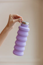 Load image into Gallery viewer, Collapsing Silicone Water Bottle in Purple