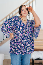 Load image into Gallery viewer, Dearest Dreamer Peplum Top in Navy Floral