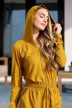 Load image into Gallery viewer, Getting Out Long Sleeve Hoodie Romper Gold Spice