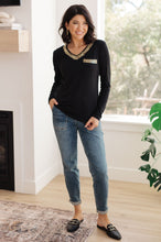Load image into Gallery viewer, Glitter Lining Long Sleeve V-Neck Top