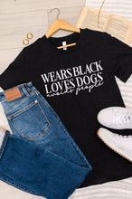 Load image into Gallery viewer, Wears Black, Loves Dogs Graphic Tee in Heather Black