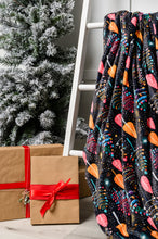 Load image into Gallery viewer, Holiday Fleece Blanket in Neon Trees