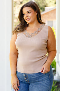 I Can Love You Better Lace Tank in Taupe