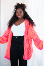Load image into Gallery viewer, Noticed in Neon Checkered Cardigan in Pink and Orange