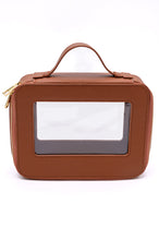 Load image into Gallery viewer, PU Leather Travel Cosmetic Case in Camel