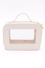 Load image into Gallery viewer, PU Leather Travel Cosmetic Case in Cream