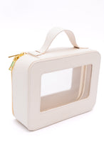 Load image into Gallery viewer, PU Leather Travel Cosmetic Case in Cream