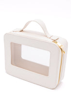 Load image into Gallery viewer, PU Leather Travel Cosmetic Case in Cream