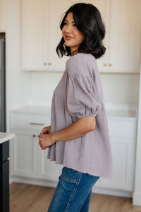 Pleasantly Perfect Bubble Sleeve Peasant Blouse