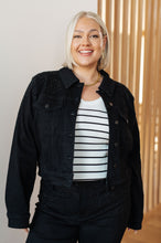 Load image into Gallery viewer, Reese Rhinestone Denim Jacket in Black