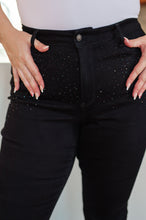 Load image into Gallery viewer, Reese Rhinestone Slim Fit Jeans in Black