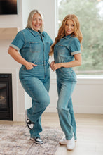 Load image into Gallery viewer, Sylvia Short Sleeve Denim Jumpsuit